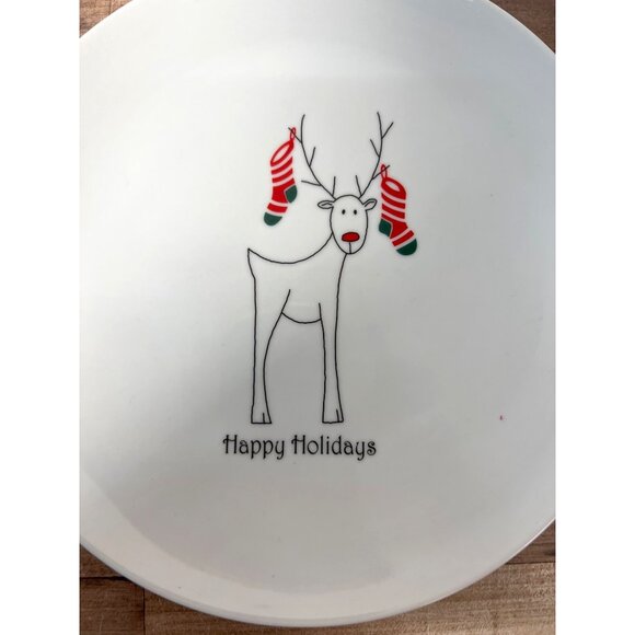 Gordon Bleu Happy Holidays Reindeer Plates Set Of 2 - Picture 3 of 5
